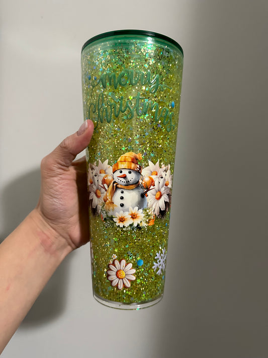 24oz Glow in the dark Christmas plastic cup