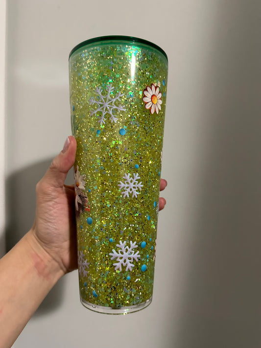 24oz Glow in the dark Christmas plastic cup